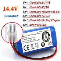 14.8V 2600mah Lithium Battery For ILIFE A4 A4s V7 A6 V7s Plus Robot Vacuum Cleaner INR18650 M26-4S1P battery.
