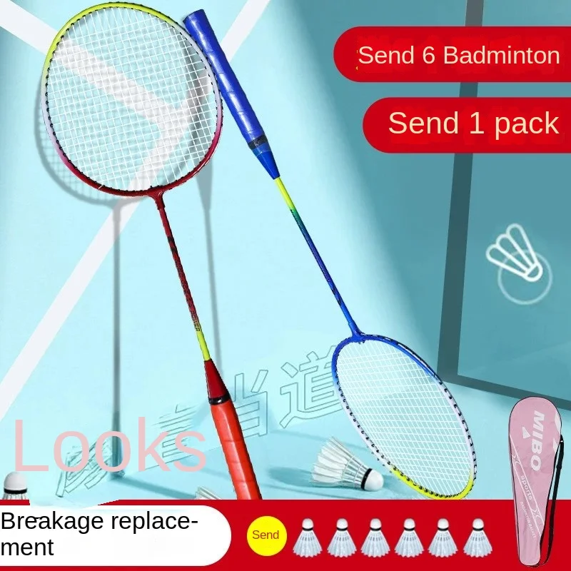 

Carbon Fibre Composite One-Piece Badminton Racket Set 2-Pack with Non-Slip Grips – Ultra-Lightweight Adult Badminton Rackets