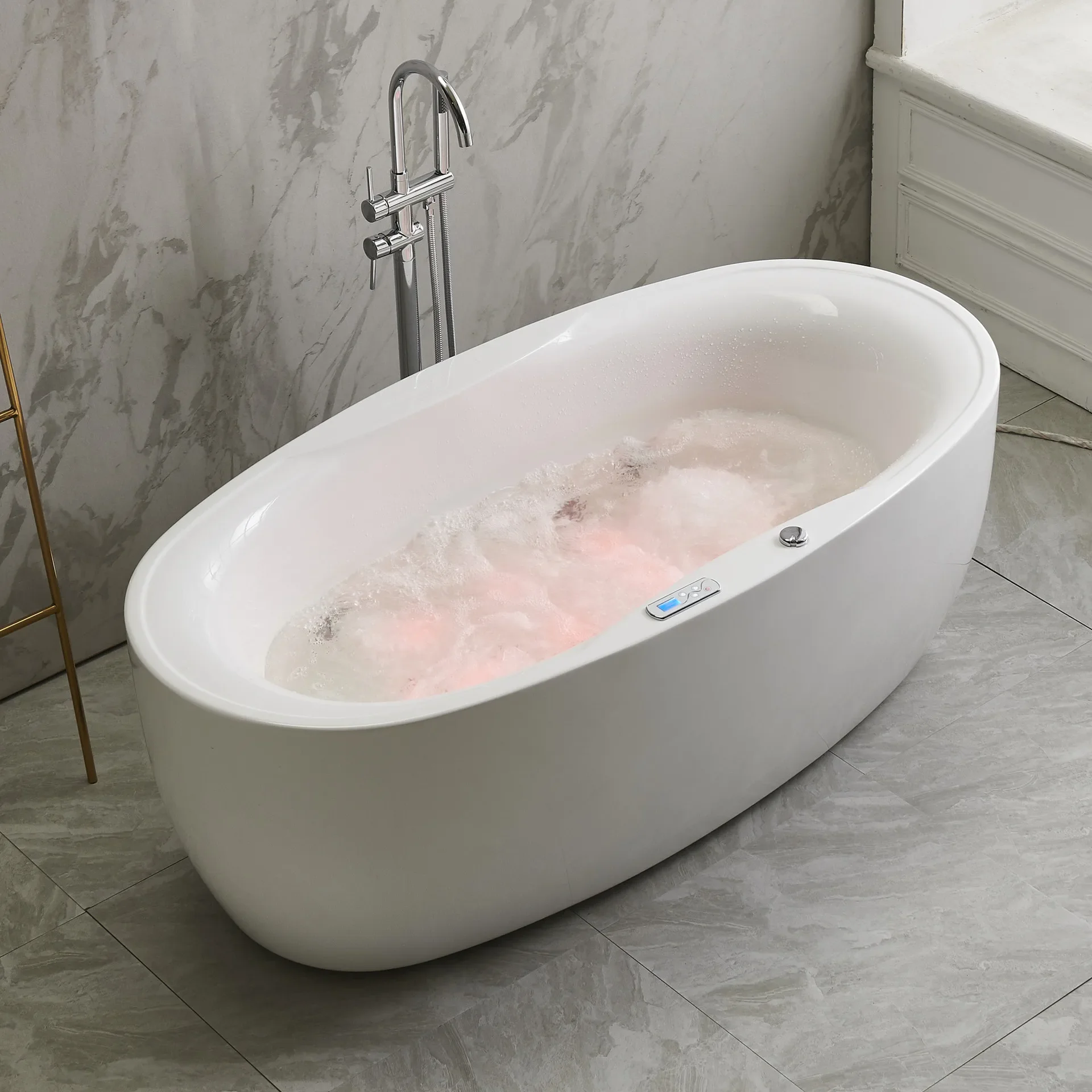 Jingying acrylic household bathtub heated surfing cylinder independent oval online celebrity bathtub luxury smart.