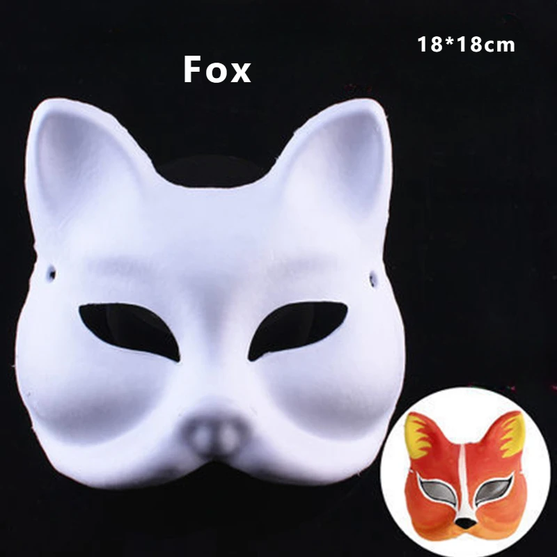 ورقة قناع نصف وجه فارغة للأطفال ، قطة ، ثعلبة ، أبيض ، تصنعها بنفسك ، رسم ، هالوين ، فستان ، حيوان ، زي ، ديكور ، 2 * *