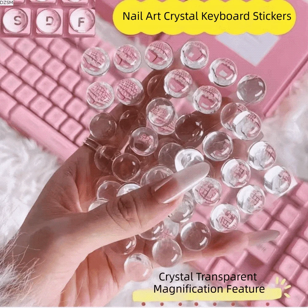 3D Clear Raised Keyboard Stickers Silicone Raised Pad Long Nails Keyboard Stickers Comfortable Protection Transparent