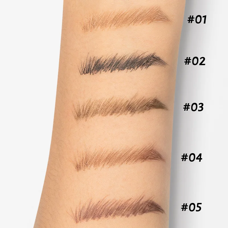 Stylo à sourcils liquide imperméable, 4 couleurs, 1 pièce, avec 4 pointes fendues, pour maquillage naturel et longue durée, effet Microblading