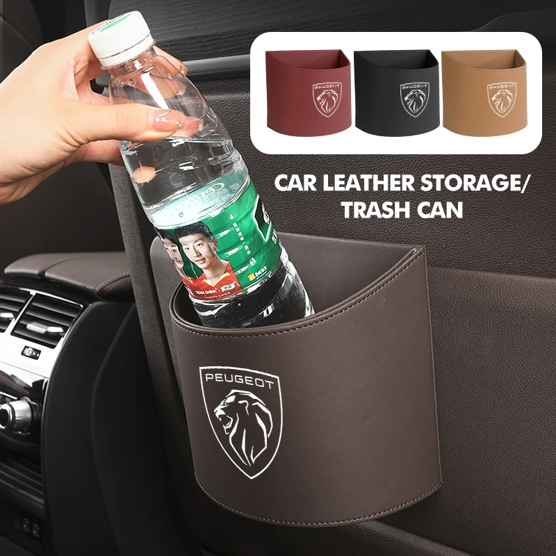 For Peugeot Car Air Outlet Debris Bag Tidy Hanging Leather Organizer Box 407 508 2008 5008 107 106 205 4008 301 607 108 807