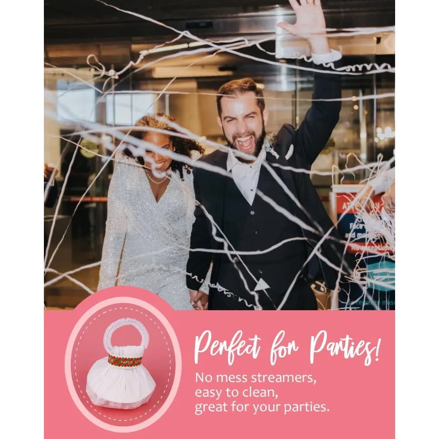 BATTIFE 10 عبوات من قصاصات الورق البيضاء اليدوية بدون فوضى من الورق للاحتفالات في حفلات أعياد الميلاد وحفلات الزفاف #4