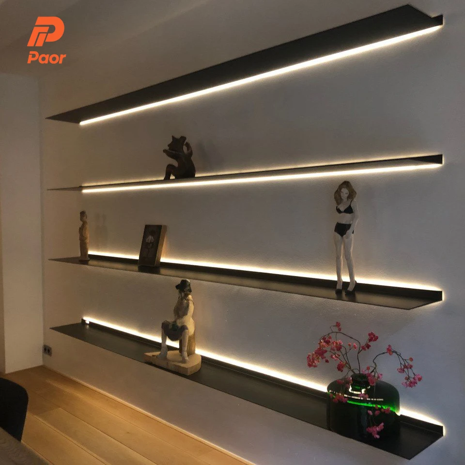 Modern Aluminium Wall Shelf With Integrated Lighting For Home Furniture Or Hotel/Apartment Decor