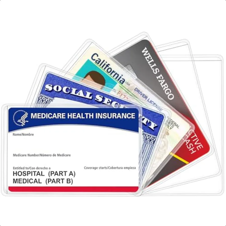 

6 Pack New Medicare Card Holder Protector Sleeves12Mil Clear PVC Waterproof Medical Credit Card Busin Social Security Card Prot