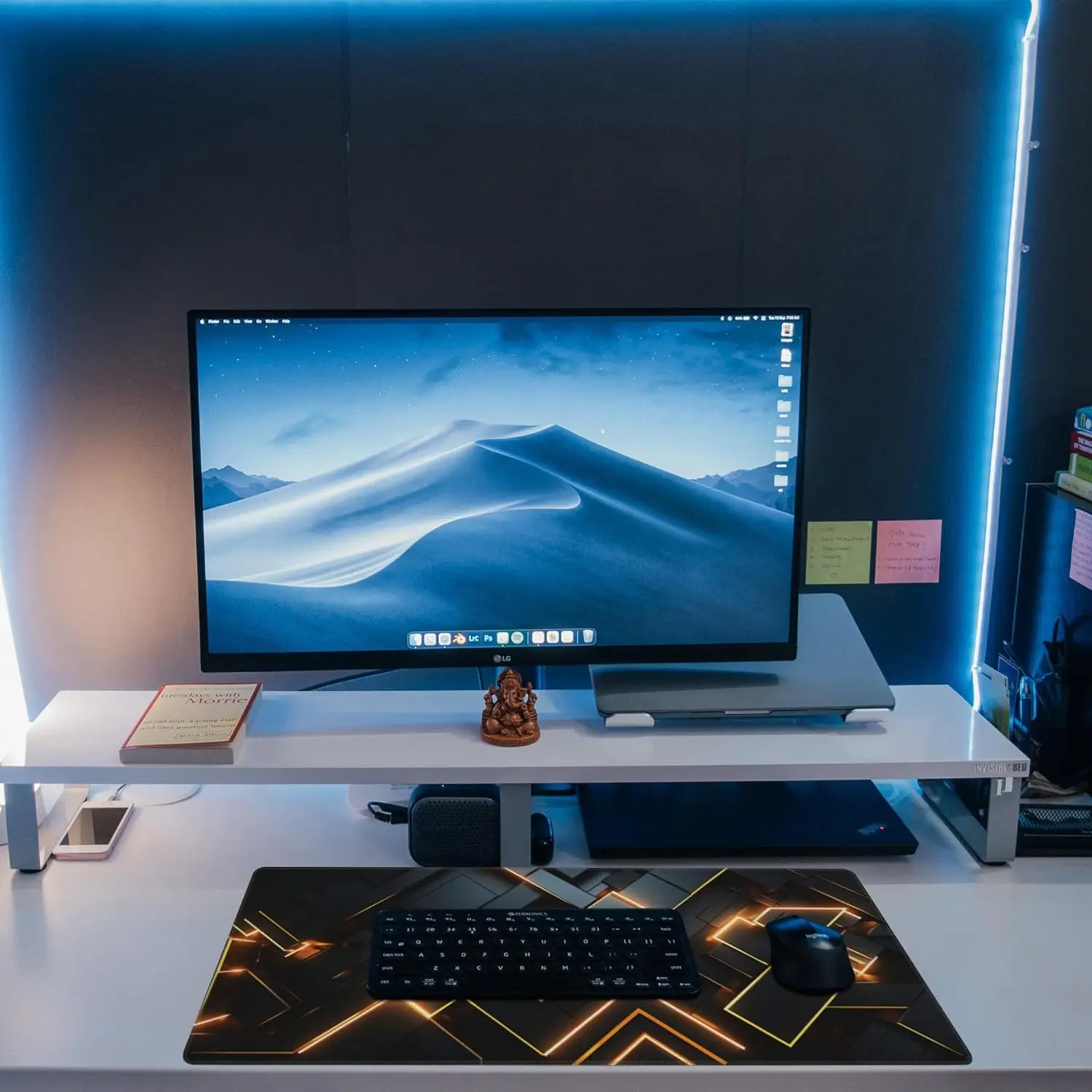 Golden Lines Technology Texture Gaming Mouse Mat Extended Computer Mouse Pad with Non-Slip Base and Stitched Edge 31.5x11.8 Inch