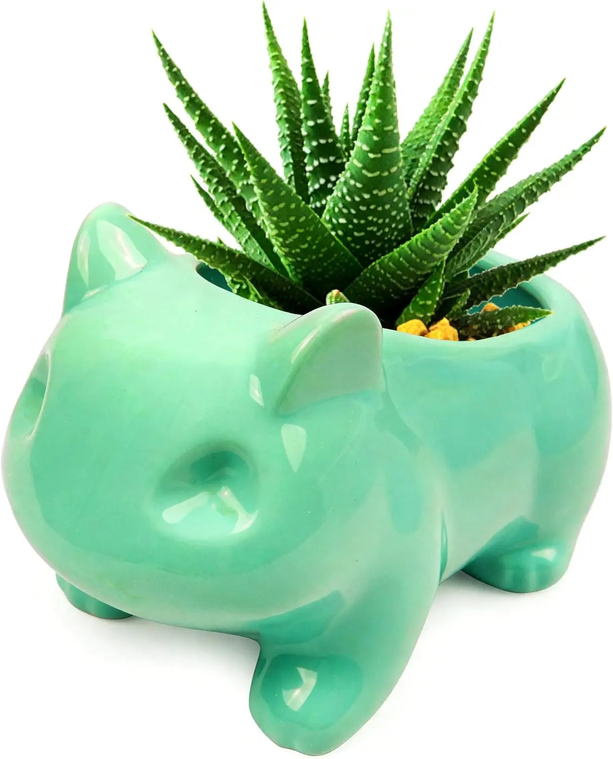 

Cute Ceramic Succulent Pot, Glazed Flowerpot with Drainage Hole, Animal Shaped Art Vase