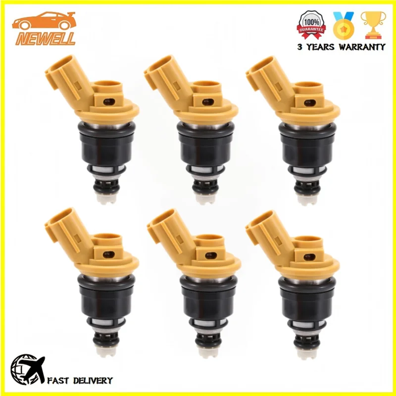 

6pcs 16600-RR543 Fuel Injector yellow For JECS Nismo Nissan Skyline R33 RB25DET SR20DET 200SX 180SX 240SX KA24DE E85 550cc 555cc