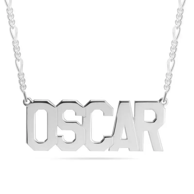 Customized Name Men's Name Necklace Custom Jewelry In Stainless Steel 925 Sterling Silver Necklace With Capital Letters