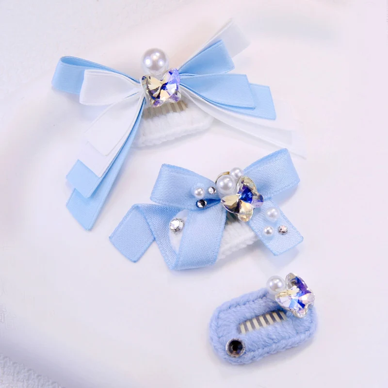 

Pet Hair Clip with Pearl Diamond Bow Fine Luxury Handmade Dog's Hairpin Headwear Fashion Cute Puppy Dog Accessories Chihuahua
