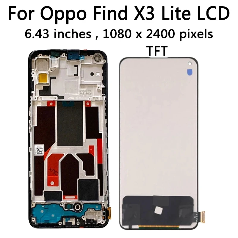 6.43“AMOLED X3Lite Display For Oppo Find X3 Lite CPH2145 LCD Display Touch Panel Screen Digitizer Assembly Replacement