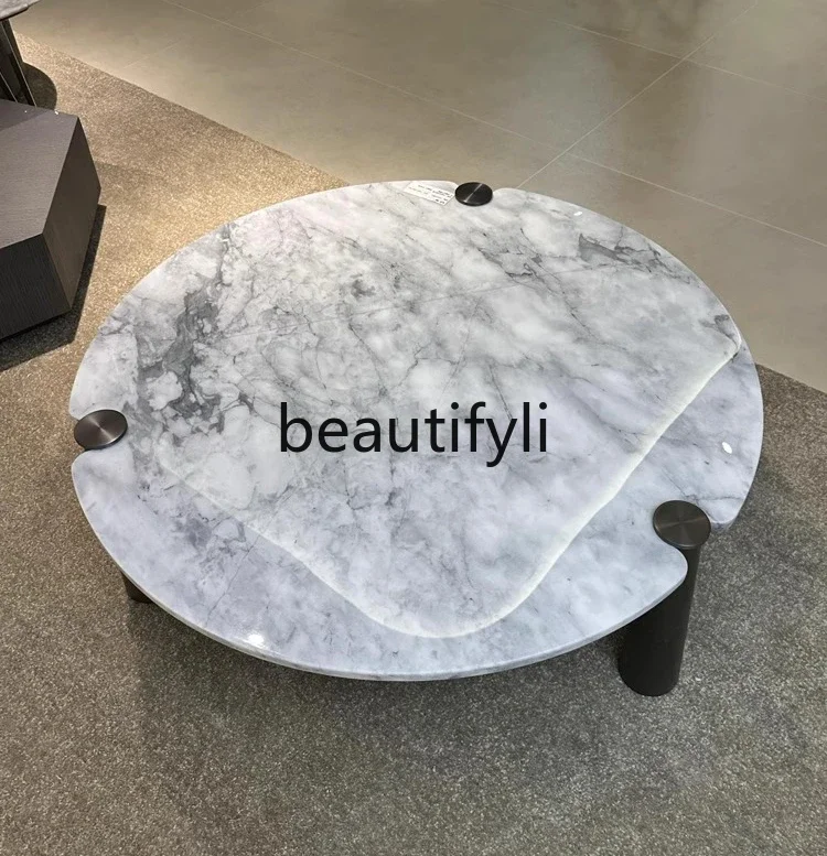 

Italian minimalist natural marble rough stone 2024 light luxury modern minimalist art creative coffee table