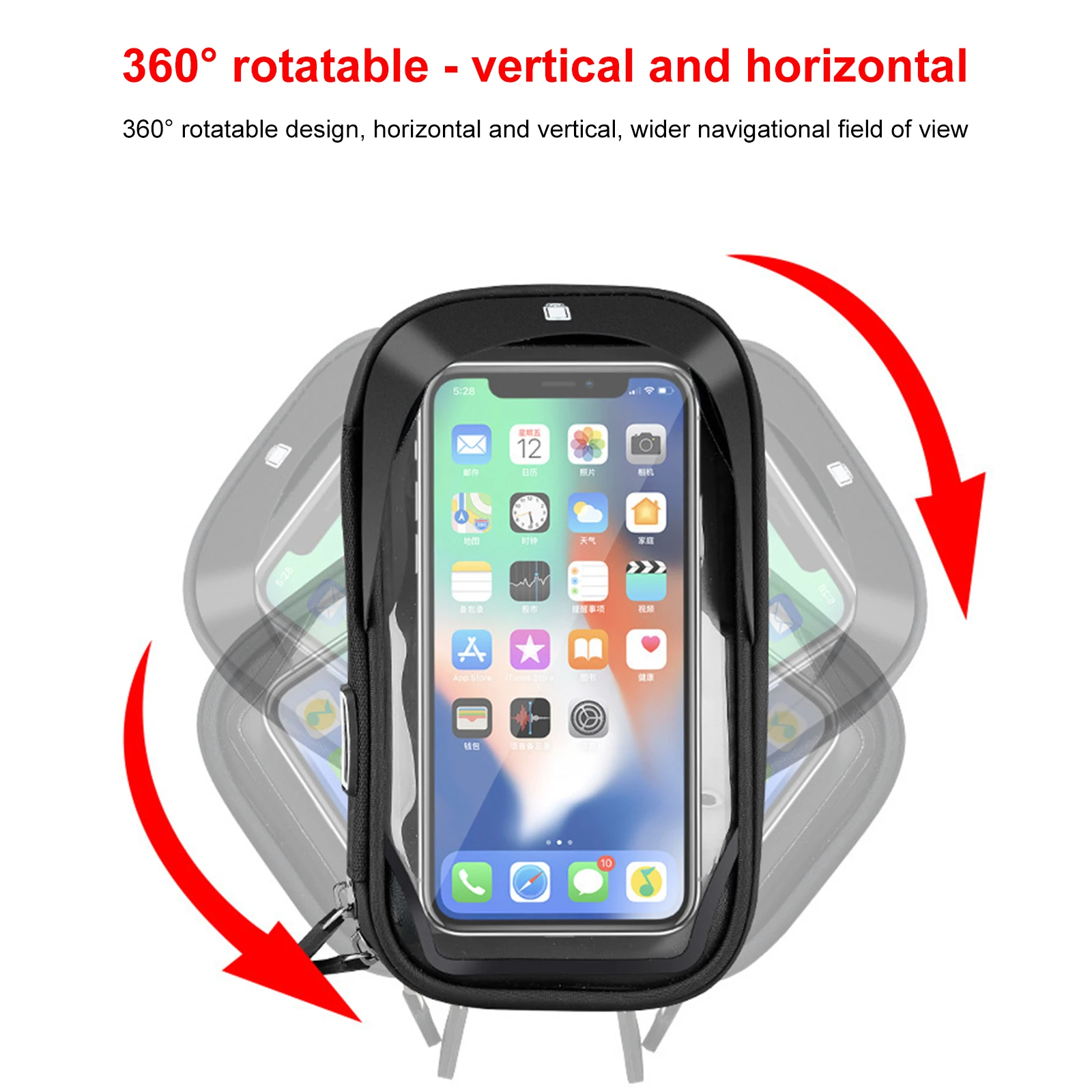 6.4 inch Waterproof Bicycle Phone Holder Stand Motorcycle Handlebar Mount Bag Cases Universal Bike Scooter Cell Phone Bracket