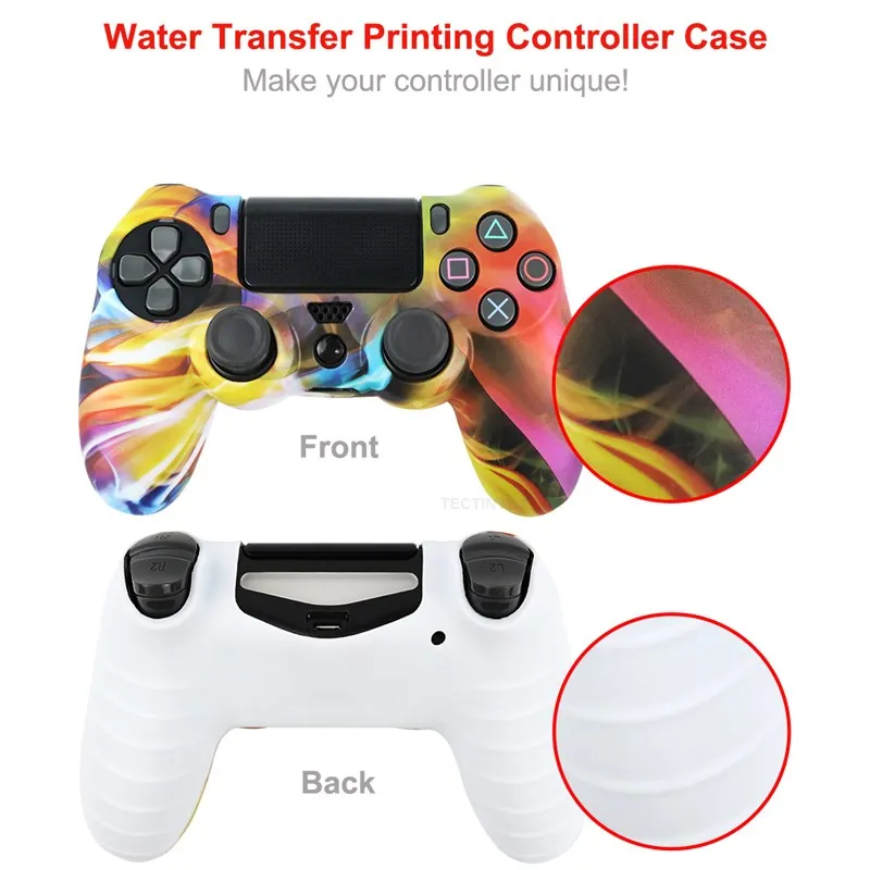 Silicone Rubber Case For Sony PS4 Controller Cover Shell with 2 thumbsticks Grips Cap For PS4 Pro Gamepads Joystick Accessories image 4