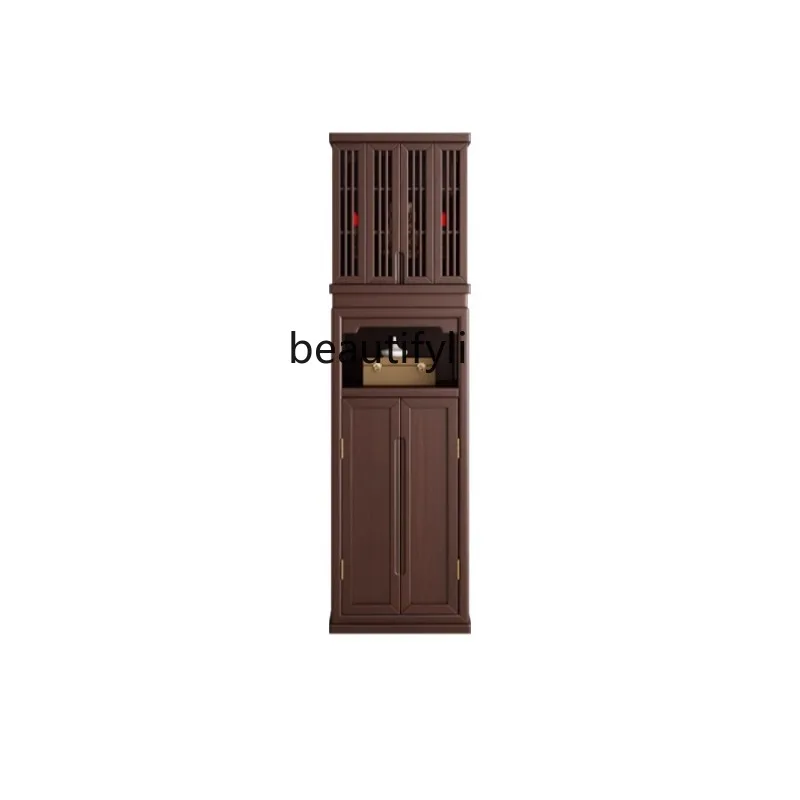 

New Chinese-style solid wood shrine with door, black walnut Buddha cabinet, table, standing cabinet incense case