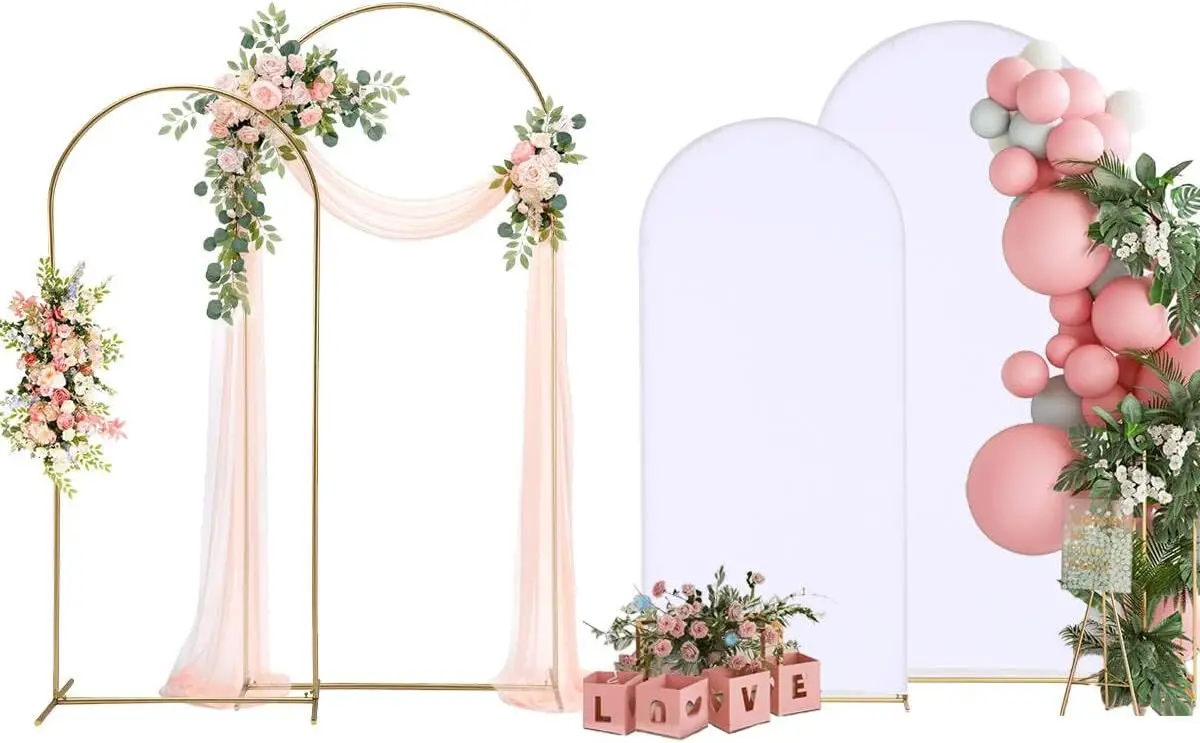 

Arch Backdrop Stand and Cover Set 6.6FT 6FT Wedding Arch Frame Balloon Arch Stand for Birthday Party Ceremony Decorations