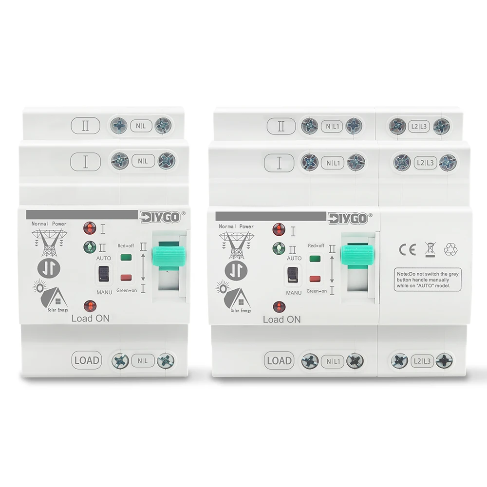 DIY GO Din Rail PV ATS L N 220V Small Dual Power Automatic Transfer Electrical Selector Switches Uninterrupted 2P 4P 80A