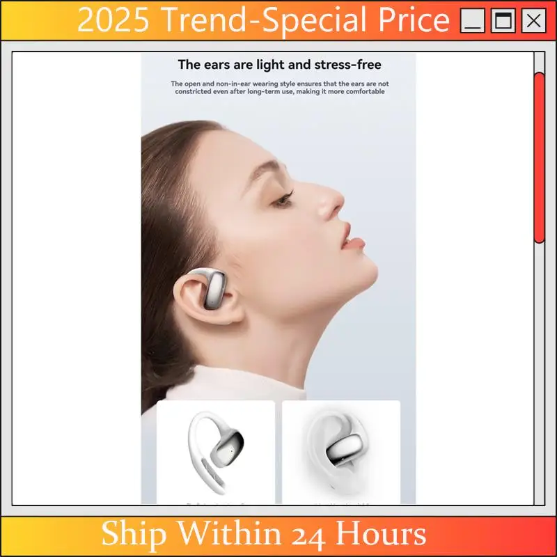 (Latest) AI Open-Ear Earphones Sports OWS Wireless Bluetooth Headphone 360° HIFI Earhook Earbuds Supports Call Noise Reduction A