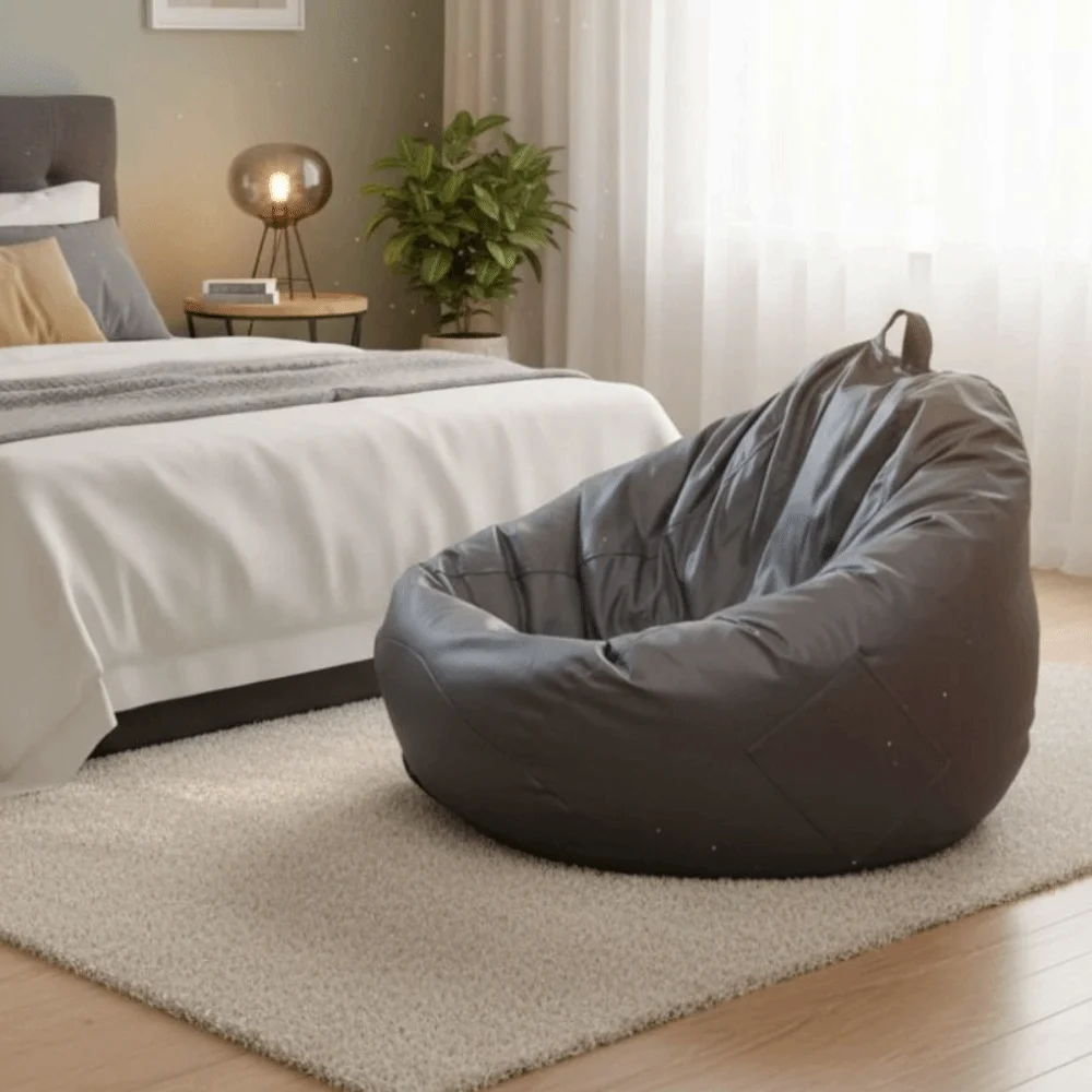 Waterproof Lazy Sofa Bean Bag with Handle and Pocket Wear-resistant Bean Bag Chair Sofa Cover Washable Stain-resistant
