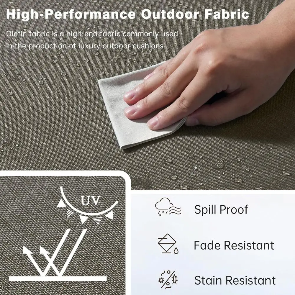 Conjunto de 4 almofadas externas grossas, 5 peças - 22x24 polegadas, cinza, resistente à água, removível para móveis de pátio ou balanço