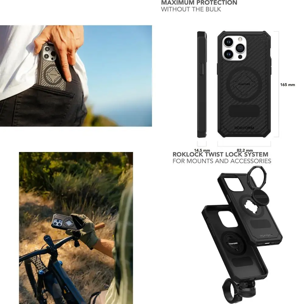 

- Чехол для iPhone 15 Pro Max, прочная серия, магнитный чехол 15 Pro Max с поворотным замком RokLock, броня с защитой от падения (черный)