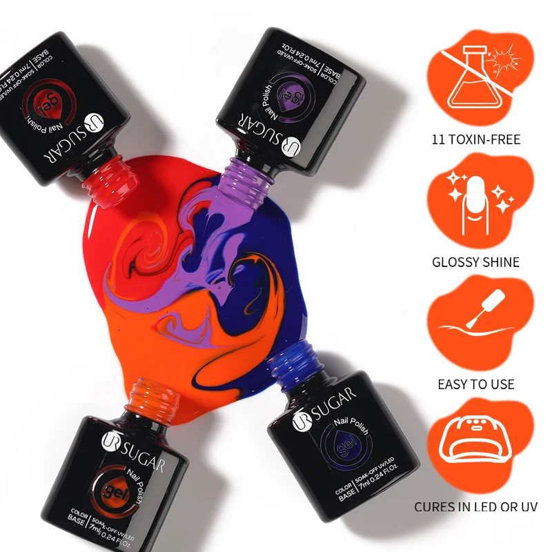 UR SUGAR 7ml Smalto per unghie gel tinta unita Glitter Paillettes Smalto gel per nail art fai da te Colore a lunga durata Ge lUV LED Manicure Soak Off