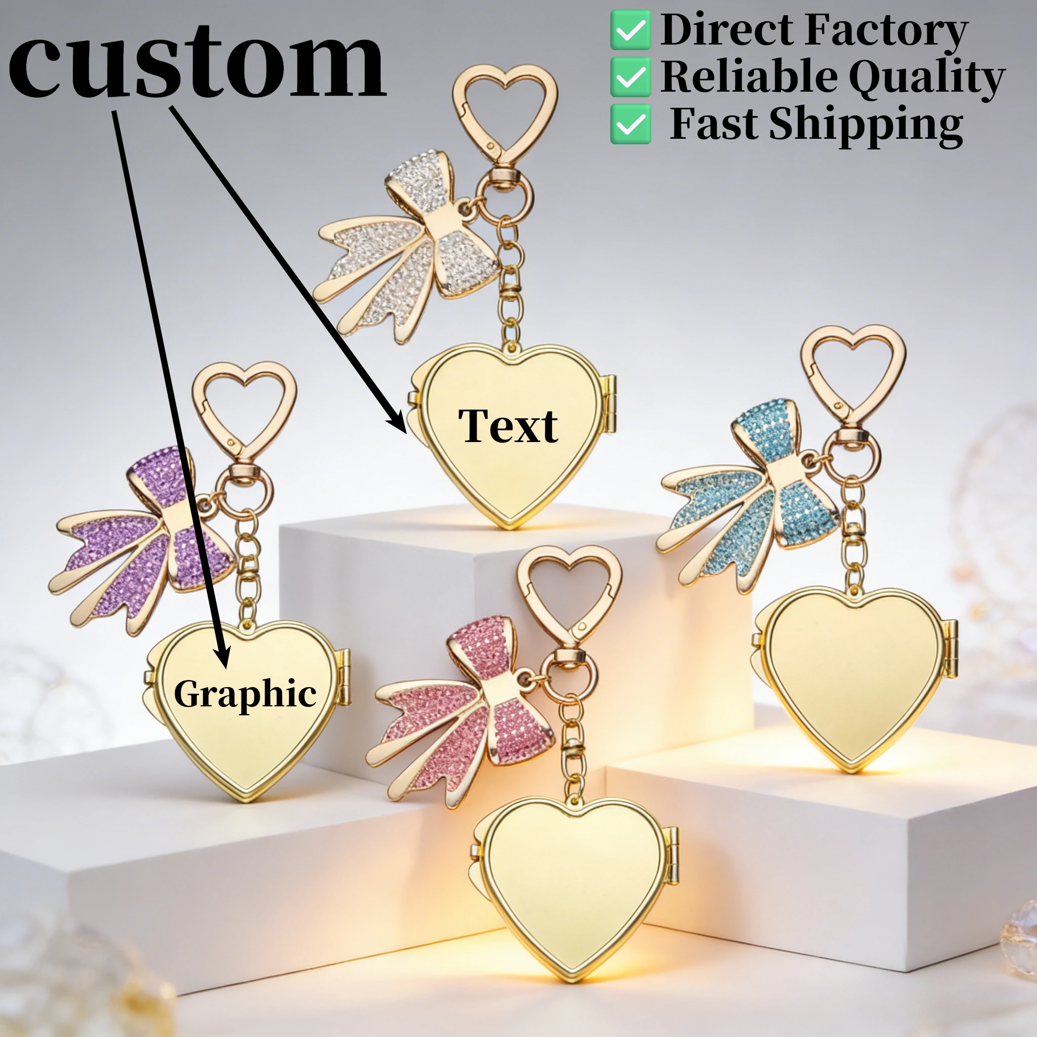 

Cute Personalize Keyring Trendy Custom Popular Heart Keychain Stainless Steel Mirror Key Chain Pendant Gift Woman Bag Accessory