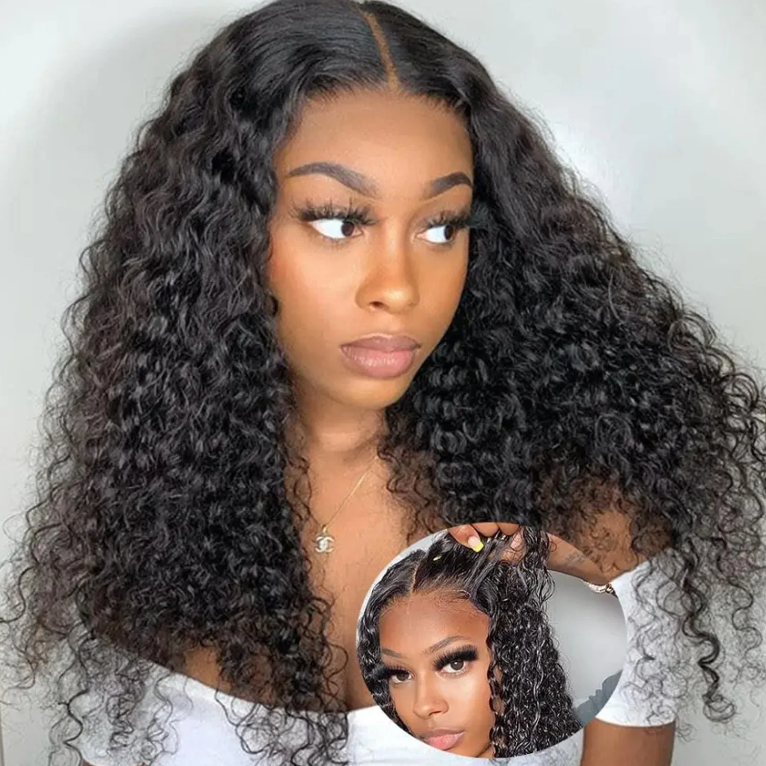 22 بوصة شعر مستعار مجعد 13x6 فراق عميق الدانتيل الجبهة خصلات الشعر المستعار الإنسان قبل قطعها البرازيلي الدانتيل الباروكات الأمامية للنساء شحن مجاني #5