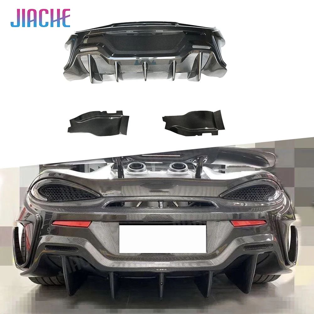 Dry Carbon Fiber Rear Bumper Lip Diffuser Side Splitters Spoiler For McLaren 540C 570S 570GT 600LT Body Kit