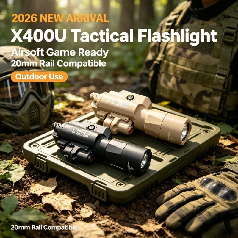 

2026 NEW Lightweight Build Tactical X400W Waterproof Laser LED Flashlight Fits 20mm Picatinny Rail Toy Blaster Accessory