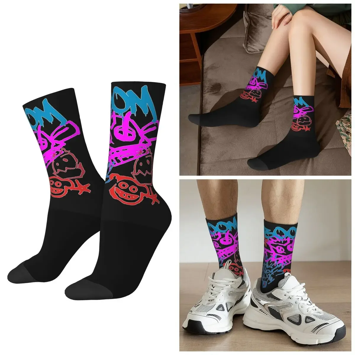

All Seasons Monkey Arcane Socks Harajuku Crew Socks Fashion Stockings for Men Women Valentine's Day Gifts