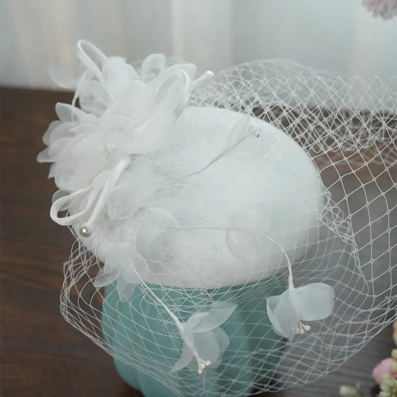 

French Bride Wedding Photo Top Hat Elegant Hair Accessories