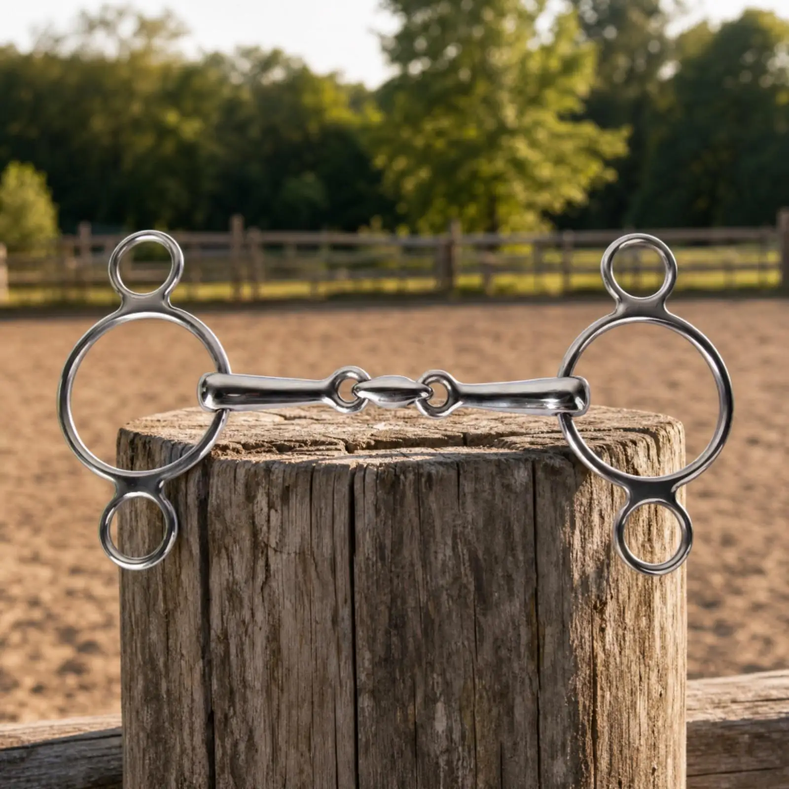 Multi Jointed Horse Mouth Bit for Equestrian Training with Rein Attachment Points