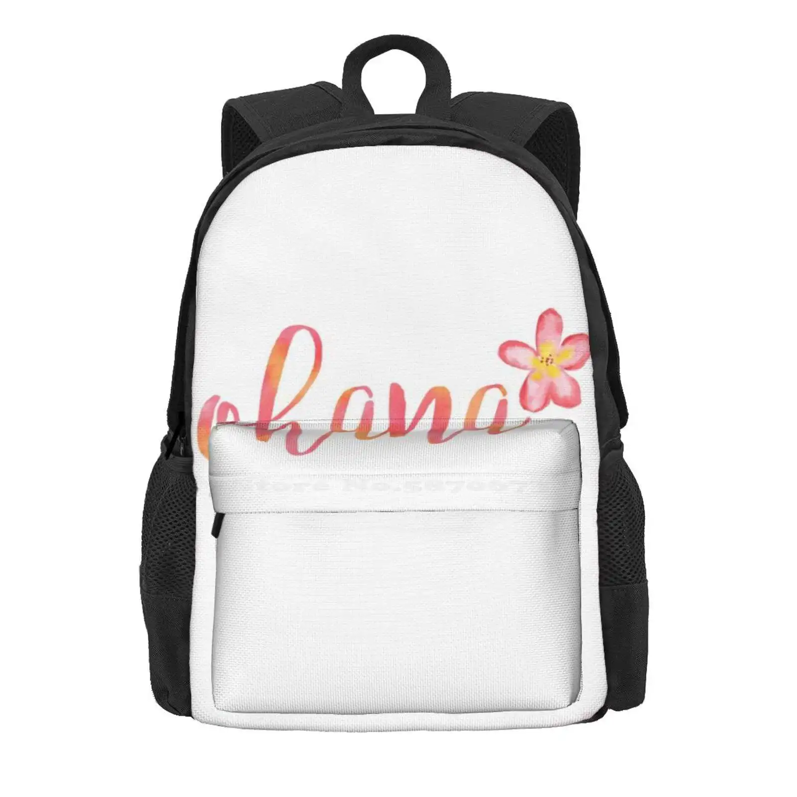 Ohana Hawaii Plumeria Watercolor Floral Hot Sale Schoolbag Backpack Fashion Bags Ohana Means Family Hawaiian Plumeria