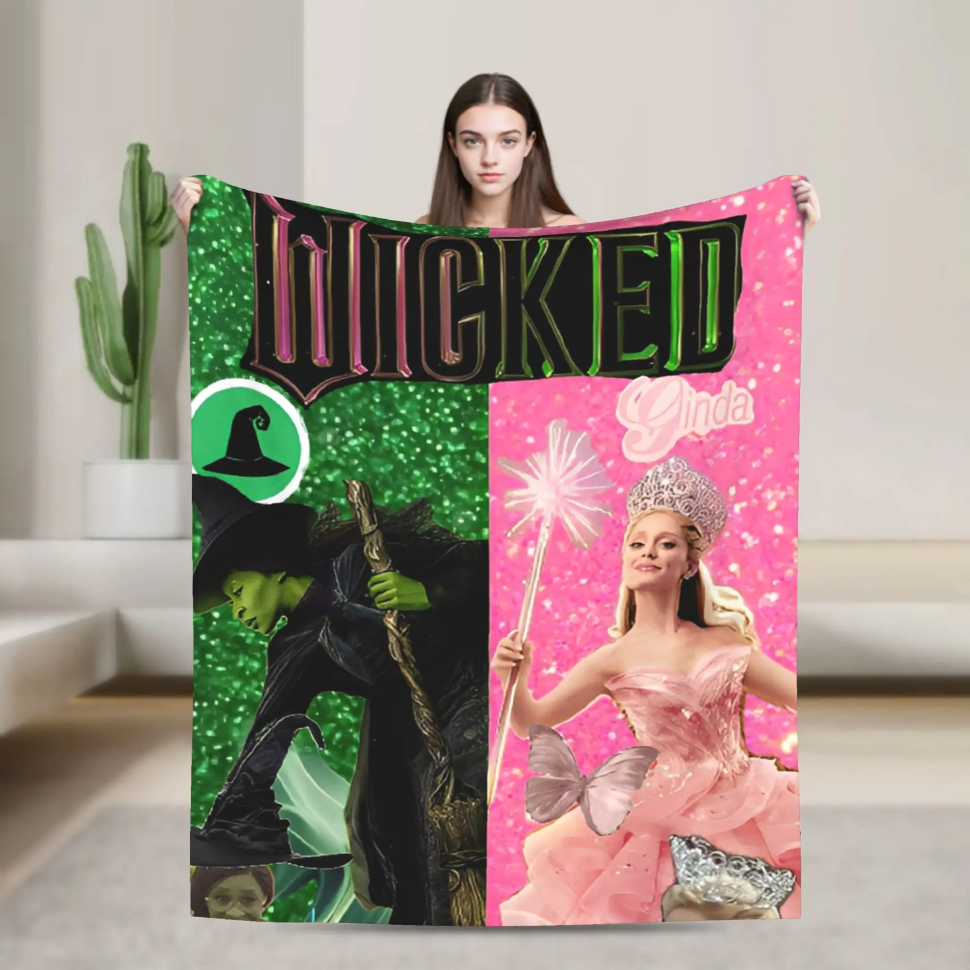 

Wicked For Good Blanket Multiple Sizes Soft Fuzzy Plush Throw Blankets for Couch Sofa and Bed
