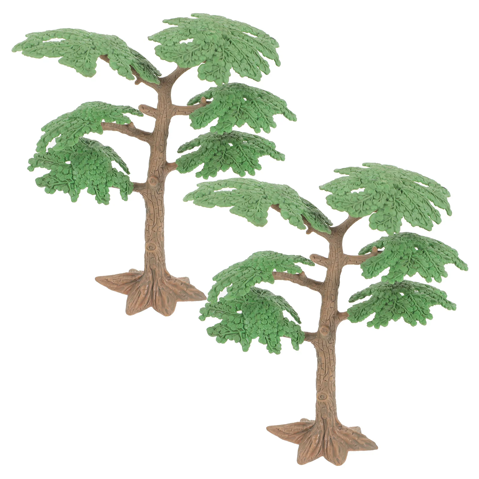 

2 PC Faux Plant Green Landscape Model Tree Plastic Toy Decor House Desk Living Room Bright Color Realistic