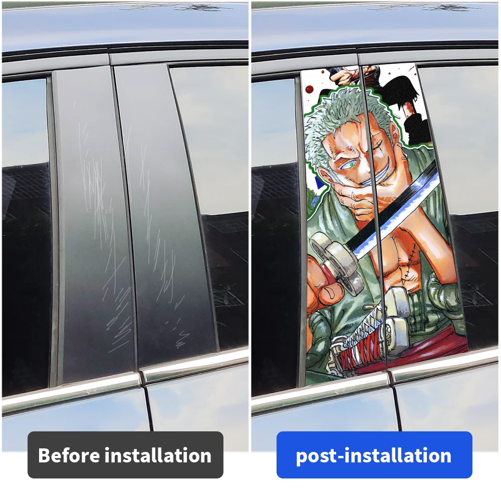 Anime Zoro Car Stickers Auto B Pillar Waterproof Center Column Decoration Cover Scratches Car Doors Pillar Decals Accessories