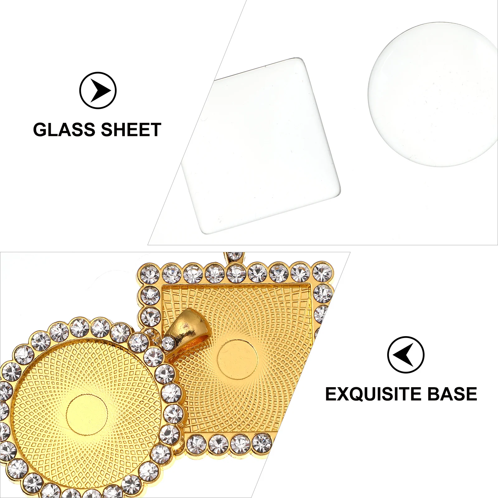 40Pcs Alloy Earring Bezel Trays Square Round Trays for DIY Glass Cabochons Earrings Jewelry Making Accessories