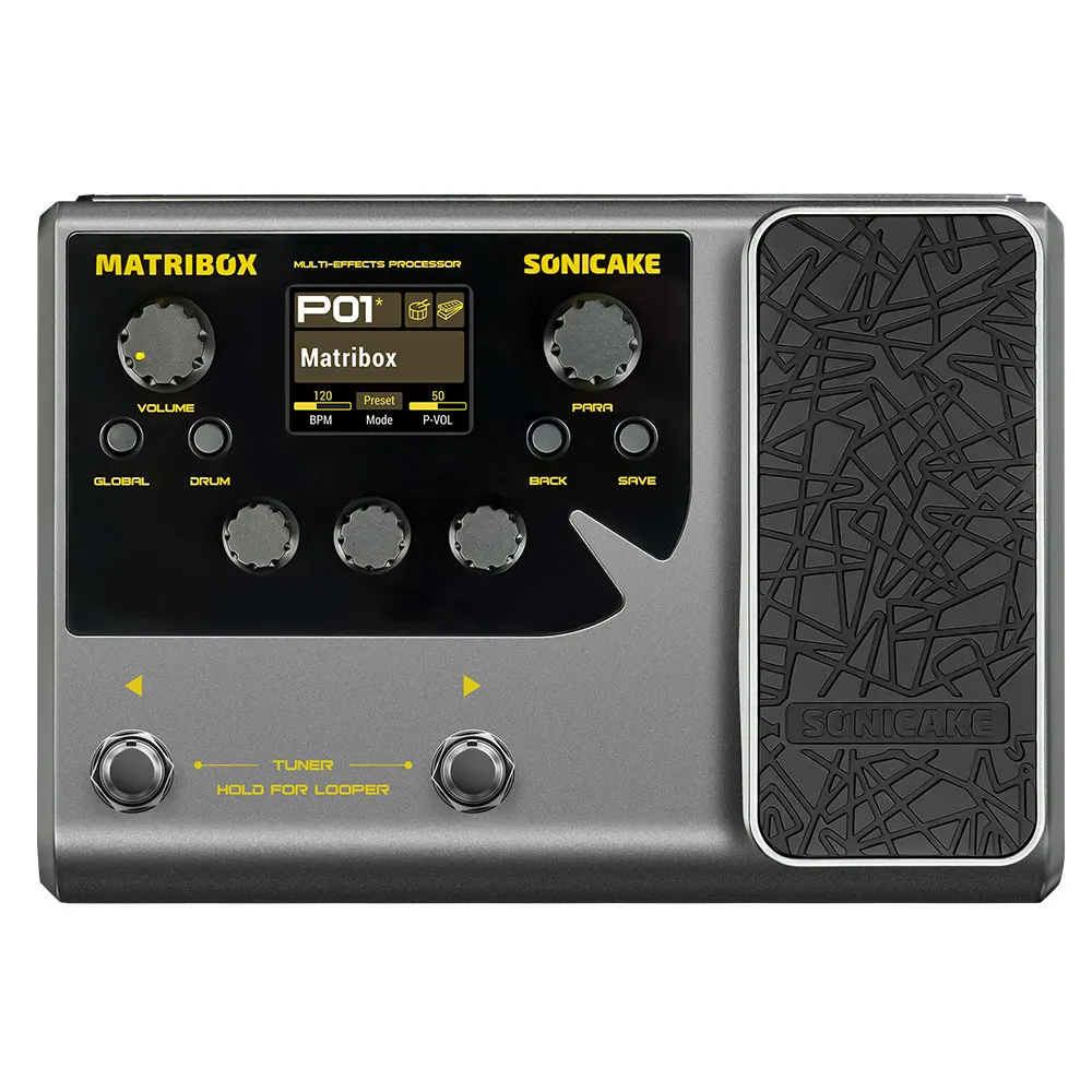 Sonicake Matribox 140 prosesor Multi efek akustik, Built-in gitar/Bass/akustik dengan pedal ekspresi Looper pemodelan AMP QME-50