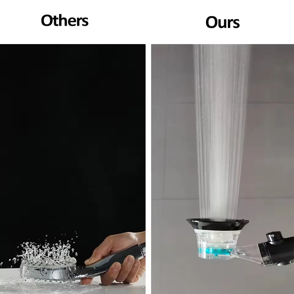 New 3 Modes LED Digital Temperature Display Shower Head Water Saving Fan Spray Nozzle High Pressure Rainfall Bathroom Shower