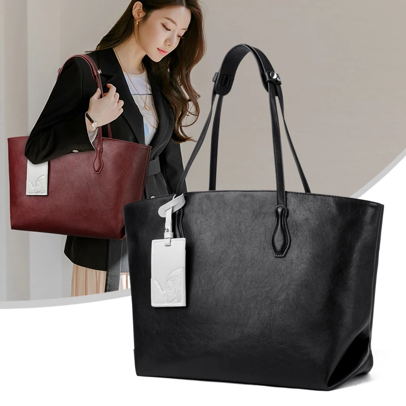 

Роскошная вместительная женская сумка через плечо из искусственной кожи, модная и прочная сумка для офиса, простой дизайн, чисто женская сумка-тоут.