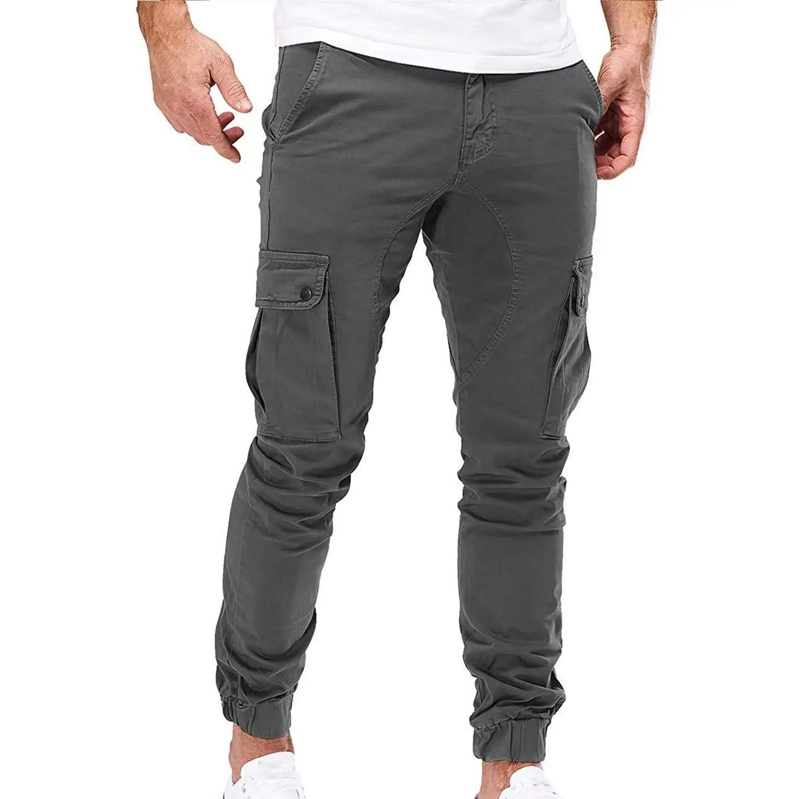 

Men's Straight Multi Flap Pockets Slim Fit Cargo Pants