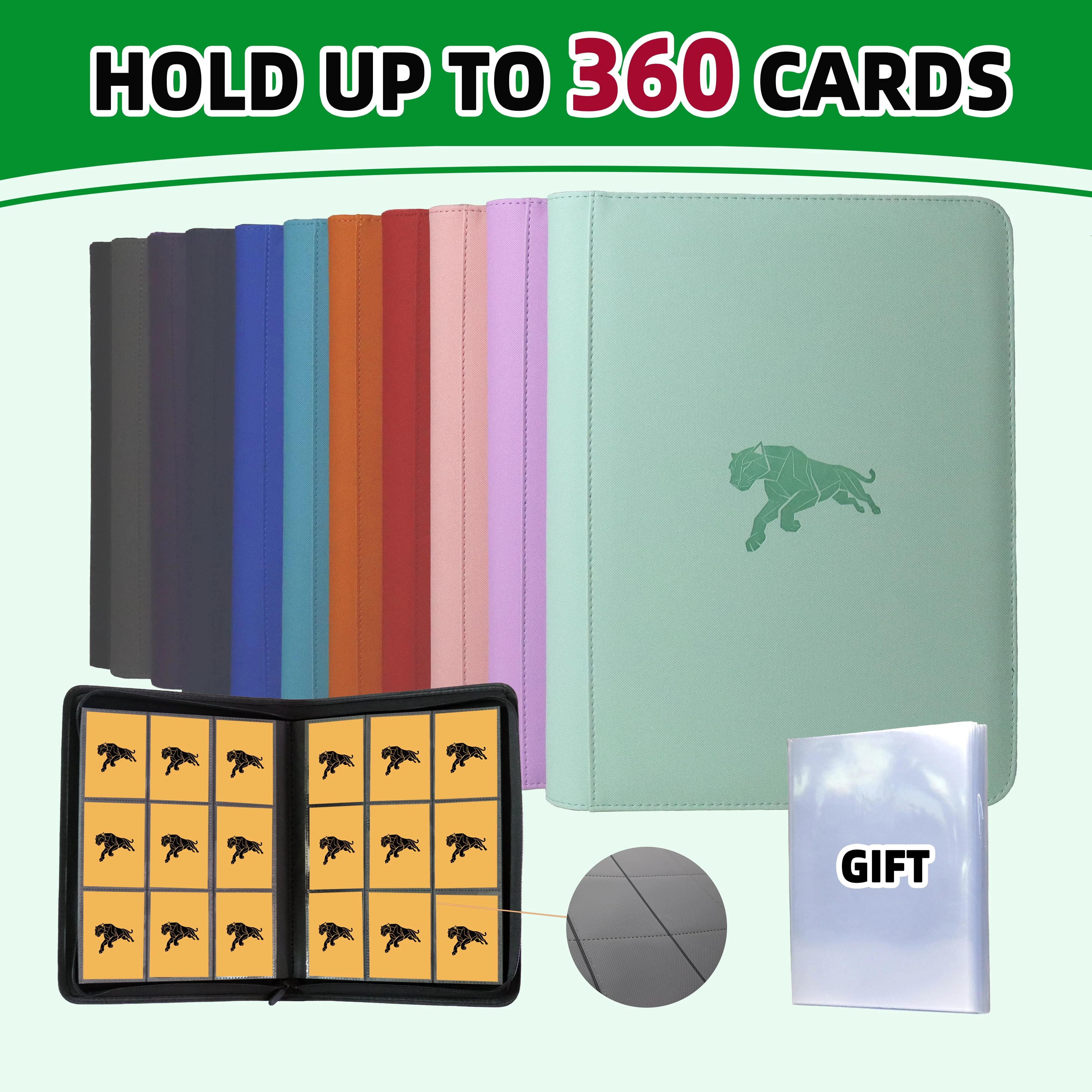 

Папка для коллекционных карточек на 360 карманов | Альбом для карточек из искусственной кожи на 9 карманов, идеально подходит для TCG, игровых и спортивных карт