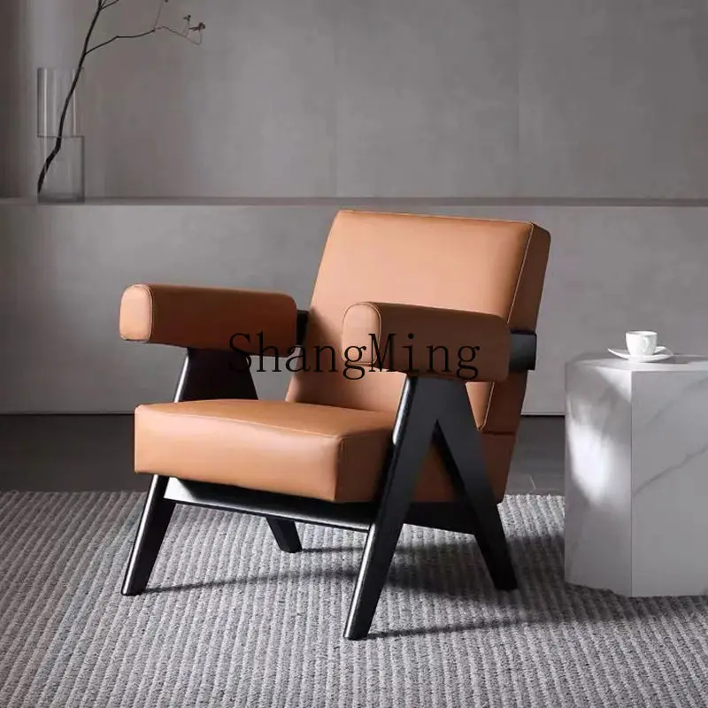 

ZYY wabi-sabi wind living room casual fabric sofa chair single solid wood minimalist negotiation retro sofa
