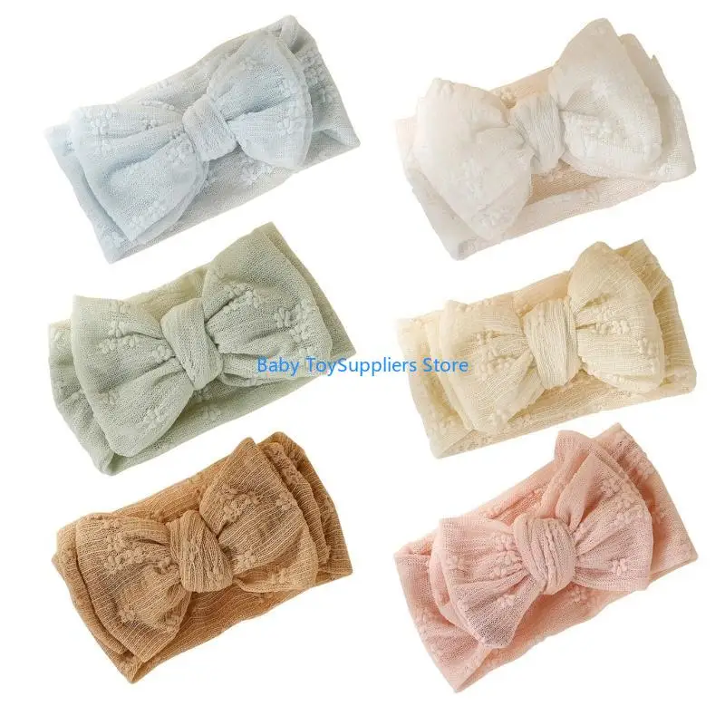 

R1WF 2023 Hairband Double Layered Baby Headband Hair Ribbon with Bowknot Design