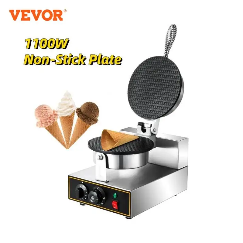 VEVOR Commercial Electric Ice Cream Waffle Cone Maker Nonstick Egg Roll Waffle Cones Bowls Maker waffle iron cone machine