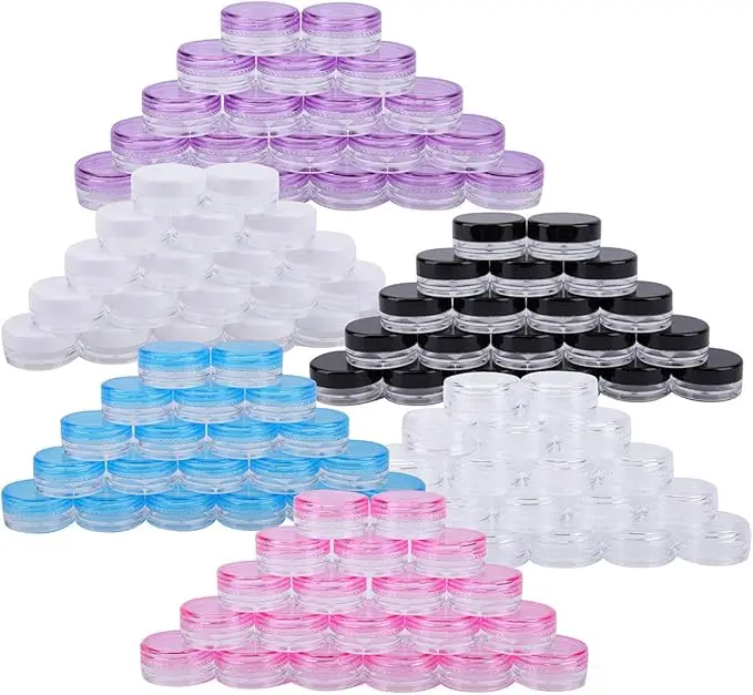 

500 шт. Дорожные контейнеры для хранения, коробки 3 г, 5 г, 10 г, 15 г, 20 г, пустые многоразовые BPA для макияжа, тени для век, пудра, пластиковые маленькие банки, крошечные банки