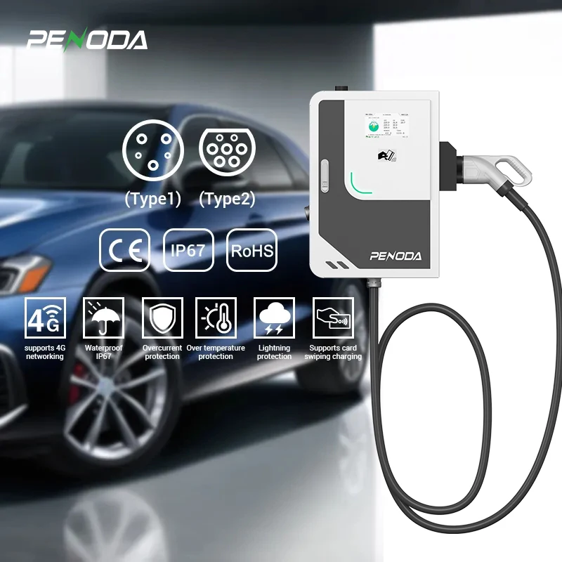 Manufacturer Direct Supply New CCS Wall-Mounted Level 2 EV Charging Station Fast DC 20KW-40KW Car Charger 5M Cable 32A Rated