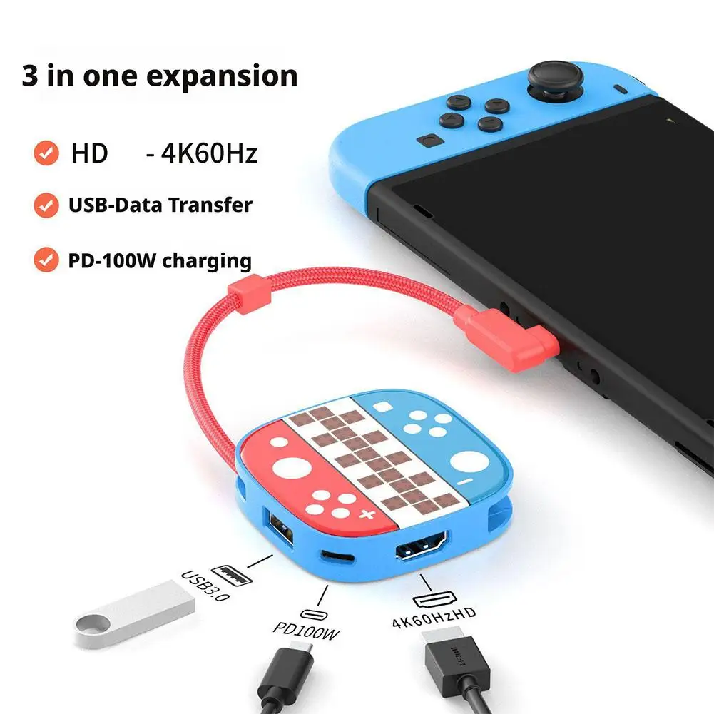 Para Switch 2 Dock para Nintendo Switch 2 estación de acoplamiento de TV 4K HDMI 2,0 puerto USB 3,0 y adaptador de USB-C a HDMI de carga PD 2025